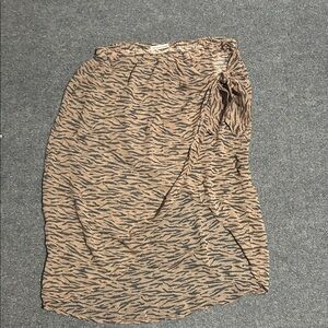 Abercrombie & Fitch Tan and Charcoal Animal-Print Midi Swim Wrap Skirt